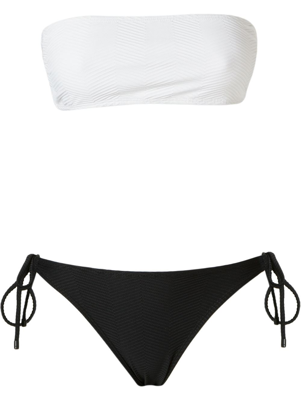 Textured Tie Side Bikini Bottom in Black