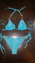 Rich Girl Tie Side Bottom in Aqua