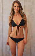 Elizabeth Crochet Racerback Triangle Top & Brazilian Bottom in Black
