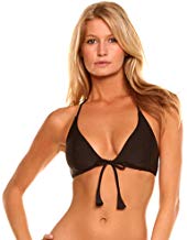 Bell Tie Halter Top Bikini Top in Black