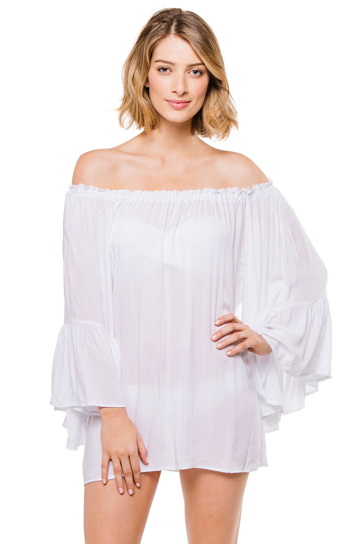 Off The Shoulder Long Sleeve Top in White