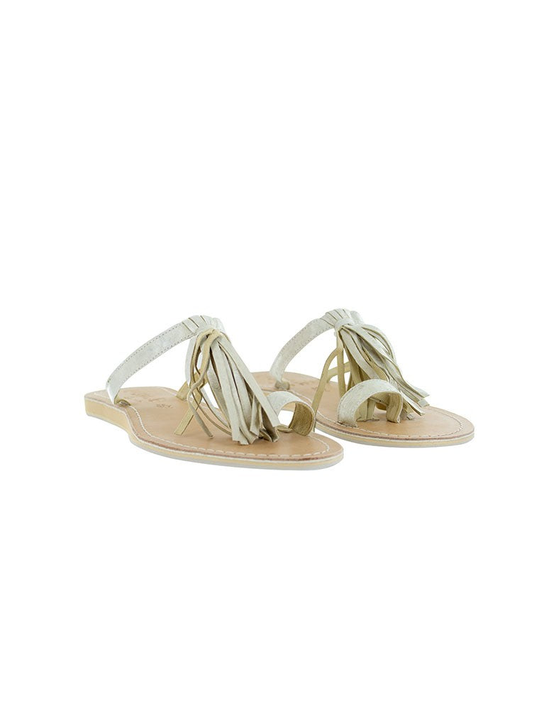 Fringe Sandals in Ivory