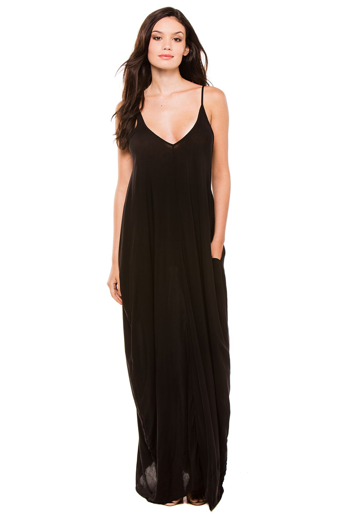 Maxi Spaghetti Dress in Black