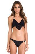 Audrey Fringe Halter Top in Black