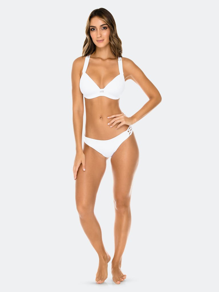 Orillas Del Mar Lace Full Coverage Bikini Bottom in White