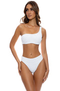 Pura Curiosidad Seamless One Shoulder Bikini Top in White