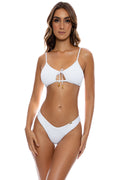 Pura Curiosidad High Leg Thong Bikini Bottom in White
