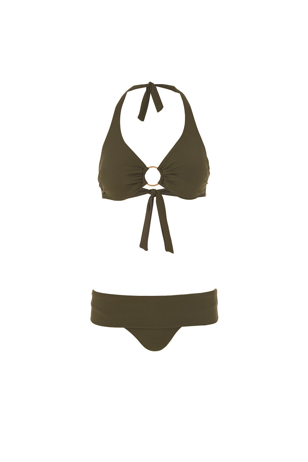 Brussels Underwire Bikini Top in Olive Ribbed