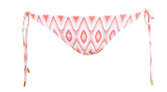 Cancun Tie Side Bottom in Ikat Coral