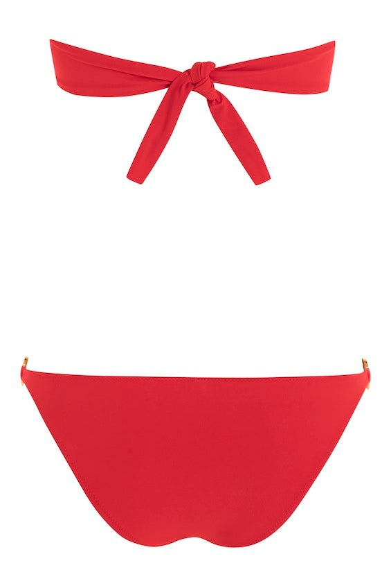 Cavoli Twisted Padded Bandeau Bikini in Red