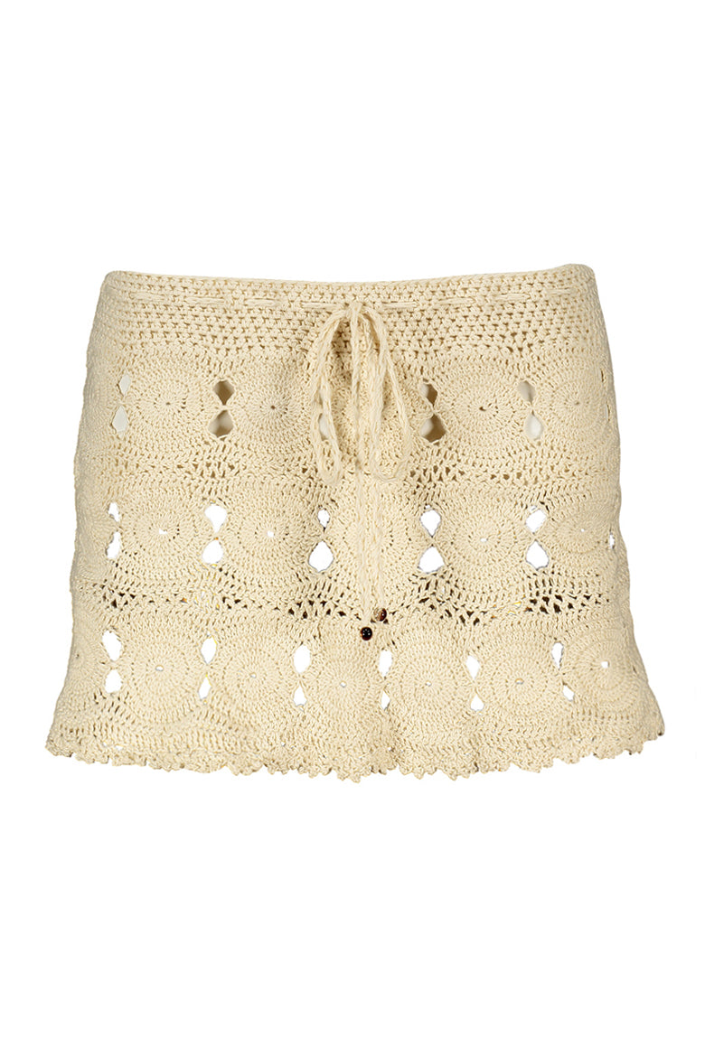 Coketta Beachwear Crochet Mini Skirt in Ivory