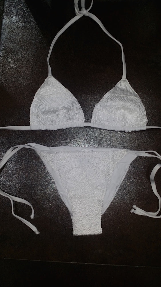 CS1526  White Crochet Bikini