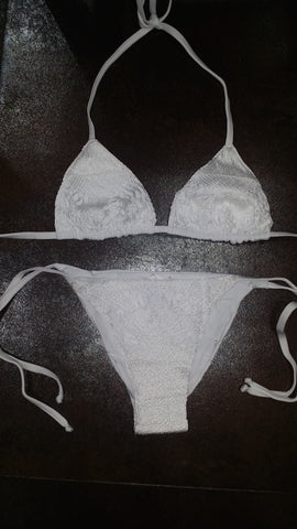 CS1526  White Crochet Bikini