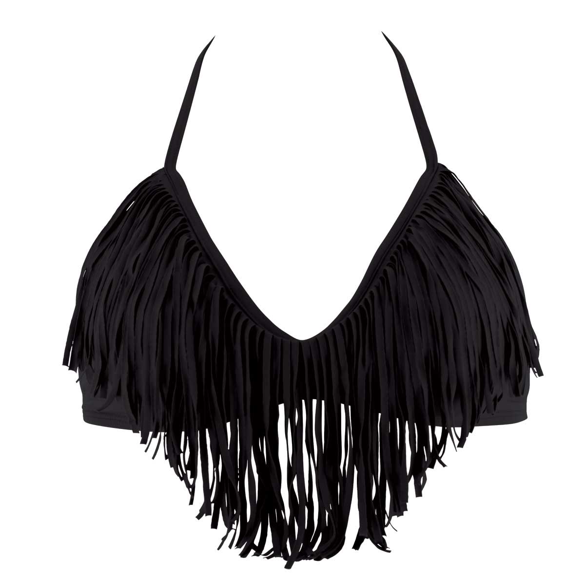 Audrey Fringe Halter Top in Black