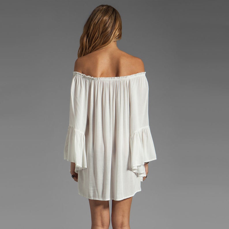 Off The Shoulder Long Sleeve Top in White