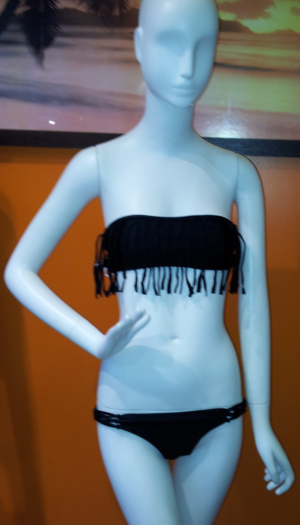 Willow Fringe Bandeau Top in Black