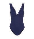 Reina V-Neck One-Piece Swimsuit in Navy