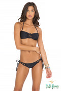 Florcitas De Arena Crochet Flowers Brazilian Bikini Bottom in Black