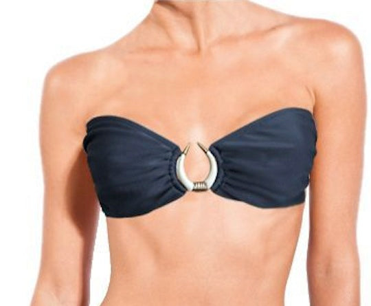 Bone Touch Bandeau Bikini Top in Blue Stone