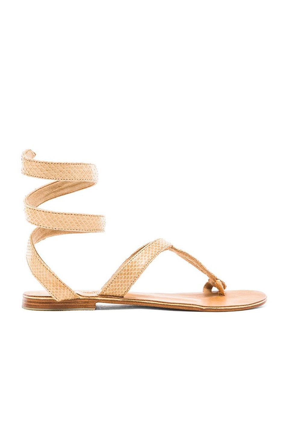 Snake Wrap Sandals in Taupe