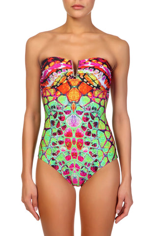 V-Wire Strapless One Piece Swimsuit