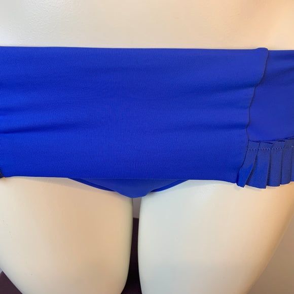 Goddess Pleated Skirted Bikini Bottom in Lapis