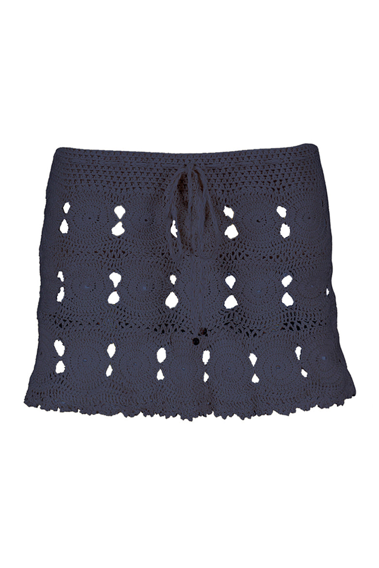 Coketta Beachwear Crochet Mini Skirt in Navy