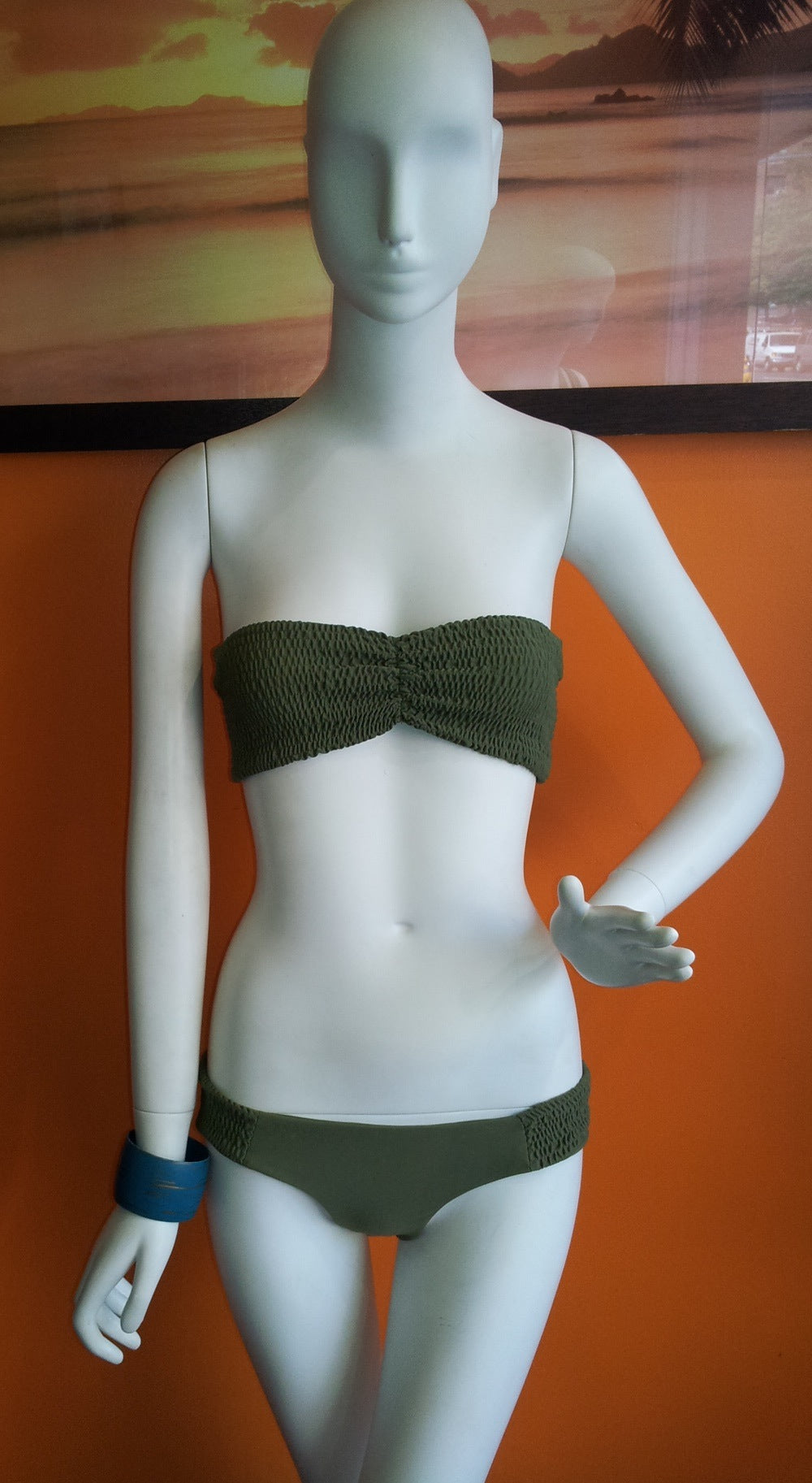 Betty Smocked Bandeau Olive