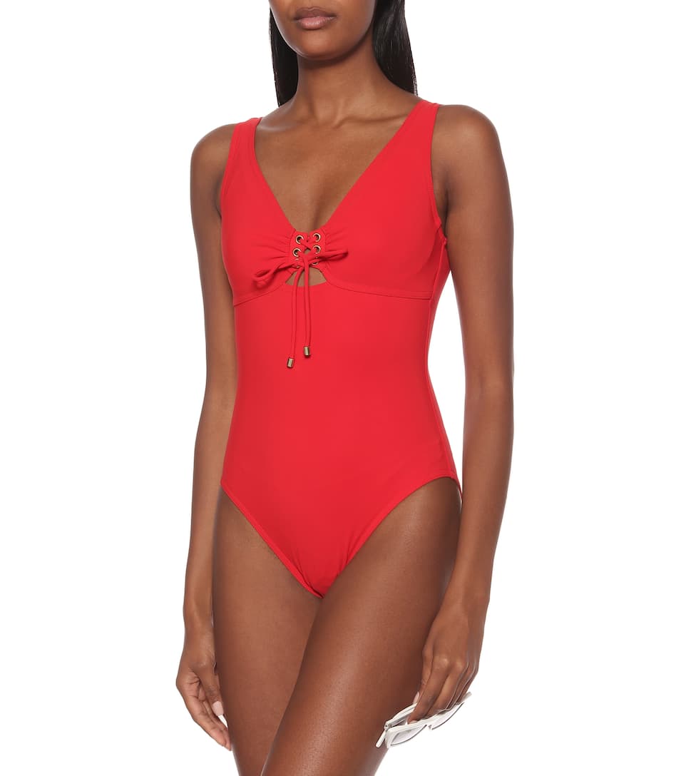 Ventura V-Neck Silent Underwire One-Piece in Cherry