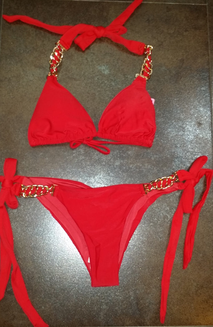 EXCLUSIVE Hard To Get Bikini Top in Red