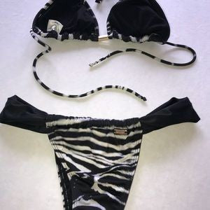 Biquini Animale Triangle Bikini Top In Zebra