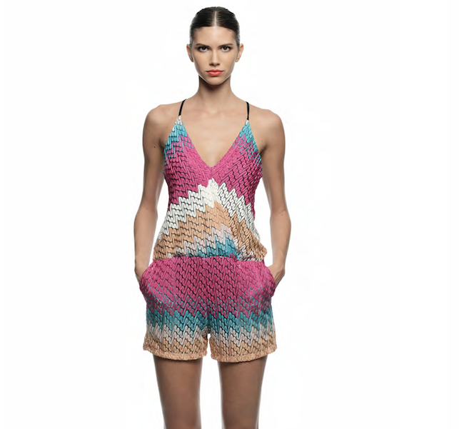 Perla Knit Romper in Spring Knit