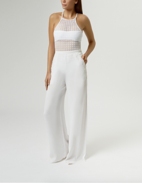 Aya Laser Cut One Piece in White