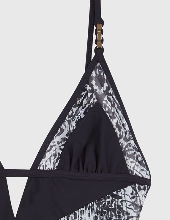 Usara Plunge Mesh One Piece in Black Multi