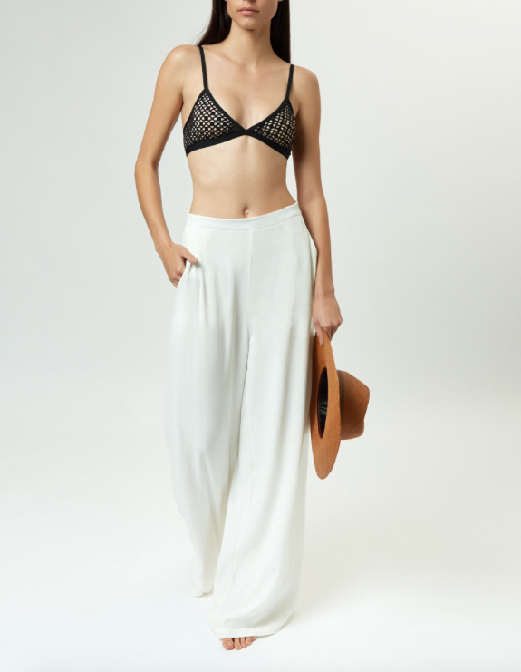 Brissa Laser Cross Back Top in Black/Nude