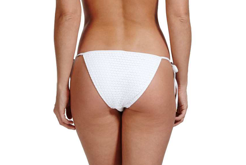 Vegas Crochet Tie Side Bikini Bottom in White