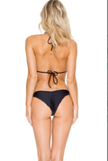 El Carnaval Ruched Back Brazilian Tie Side Bikini Bottom in Black