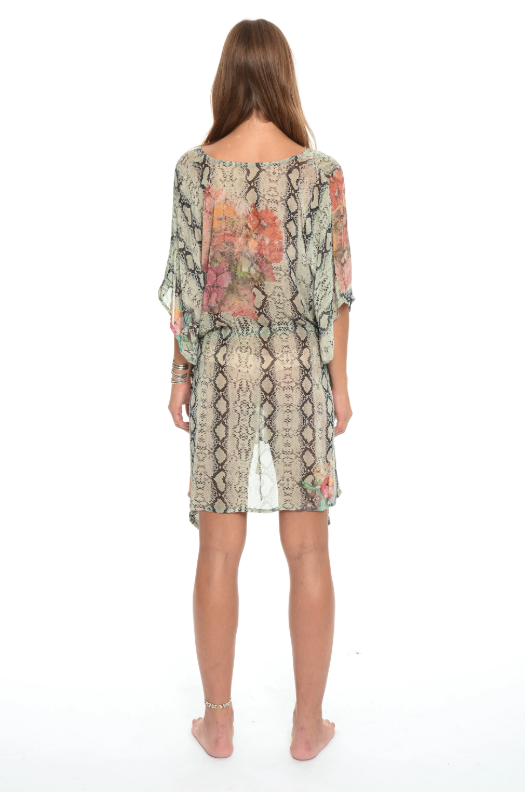 Tahiti Cover-Up with Front Drawstring in Snake