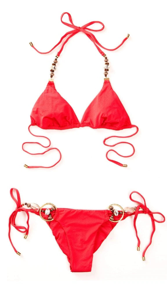 Ticket To Paradise Tie Side Bikini Bottom in Lipstick