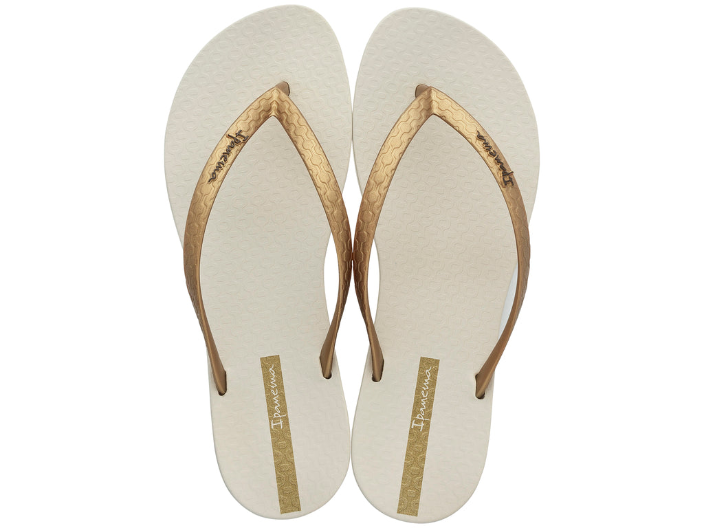 Wave Essence Flip Flop in Beige / Gold