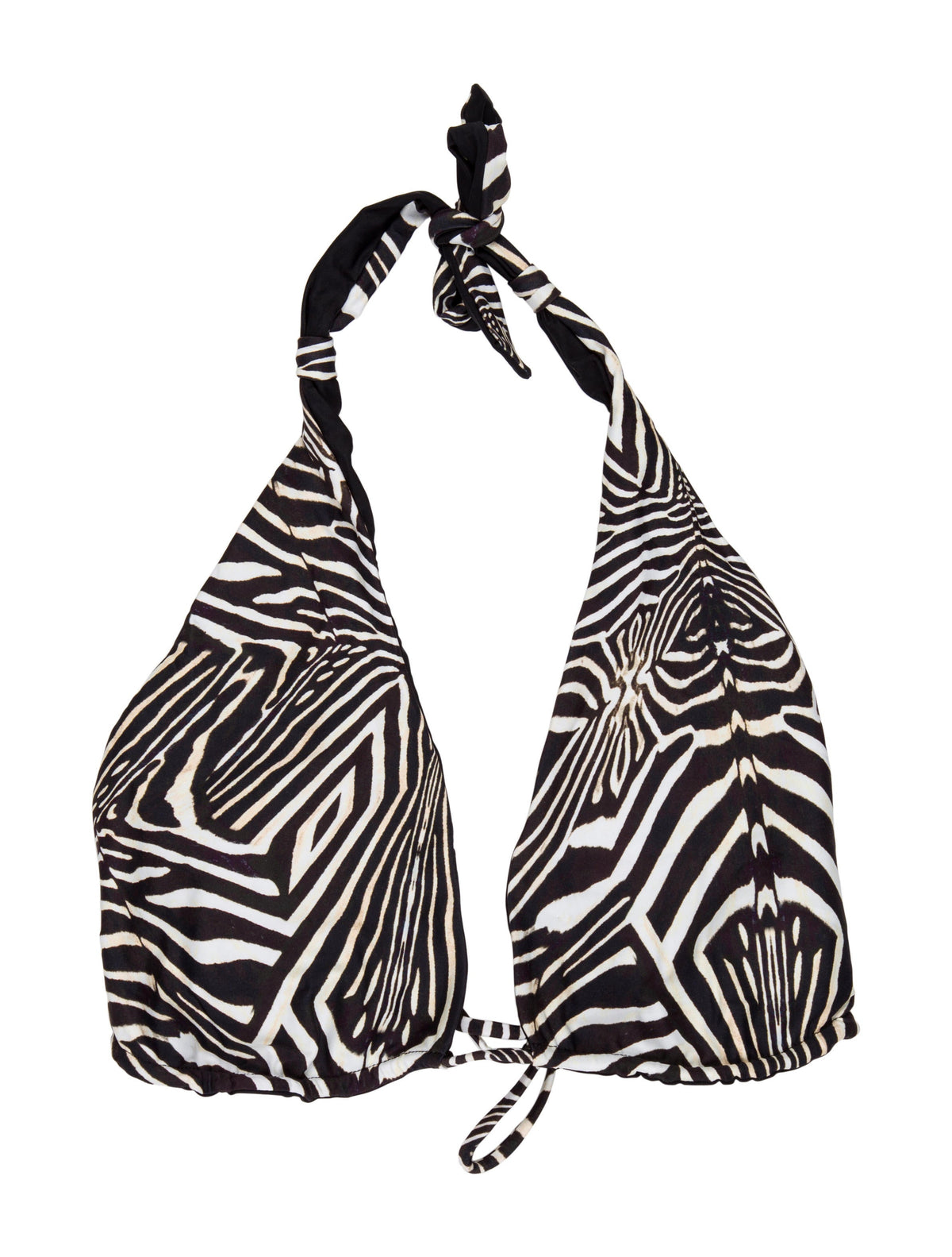 Adjustable Lycra Halter Bikini Top in Zebra