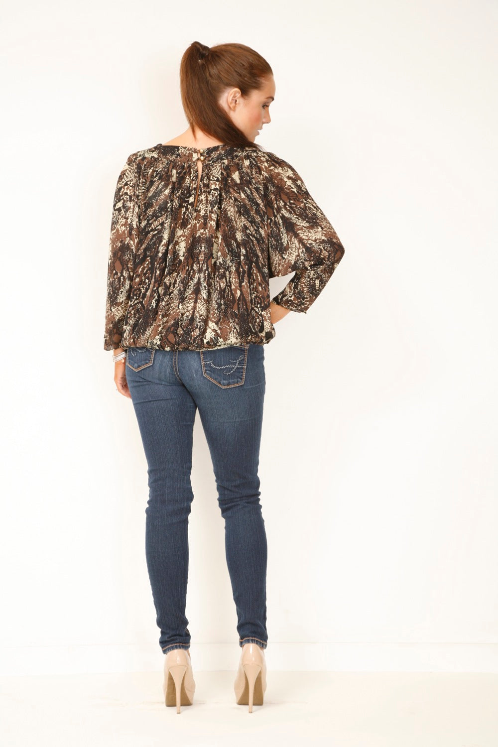 Slit Wrap Top in Forest Python