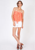 Fringe Tube Top in Coral