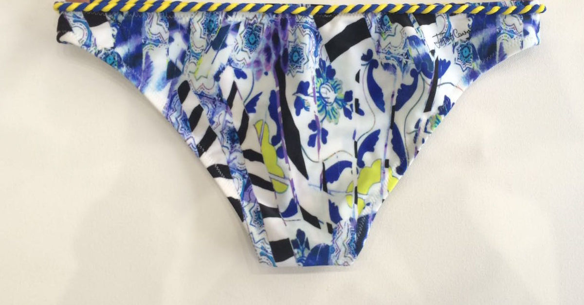 Zebra Tie Side Bottom in Blue Flower