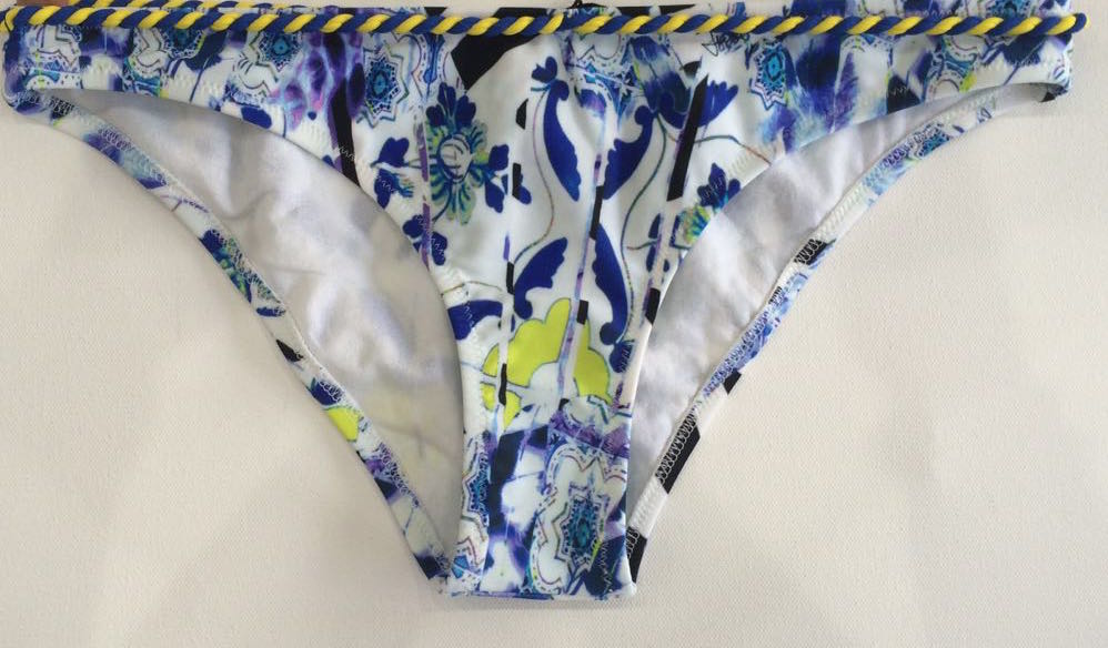 Zebra Tie Side Bottom in Blue Flower